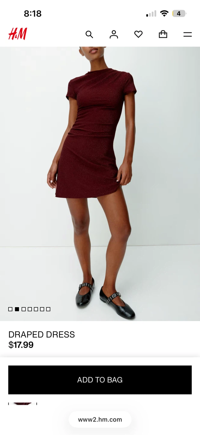 H&M Draped Dress - Burgundy #cleanout