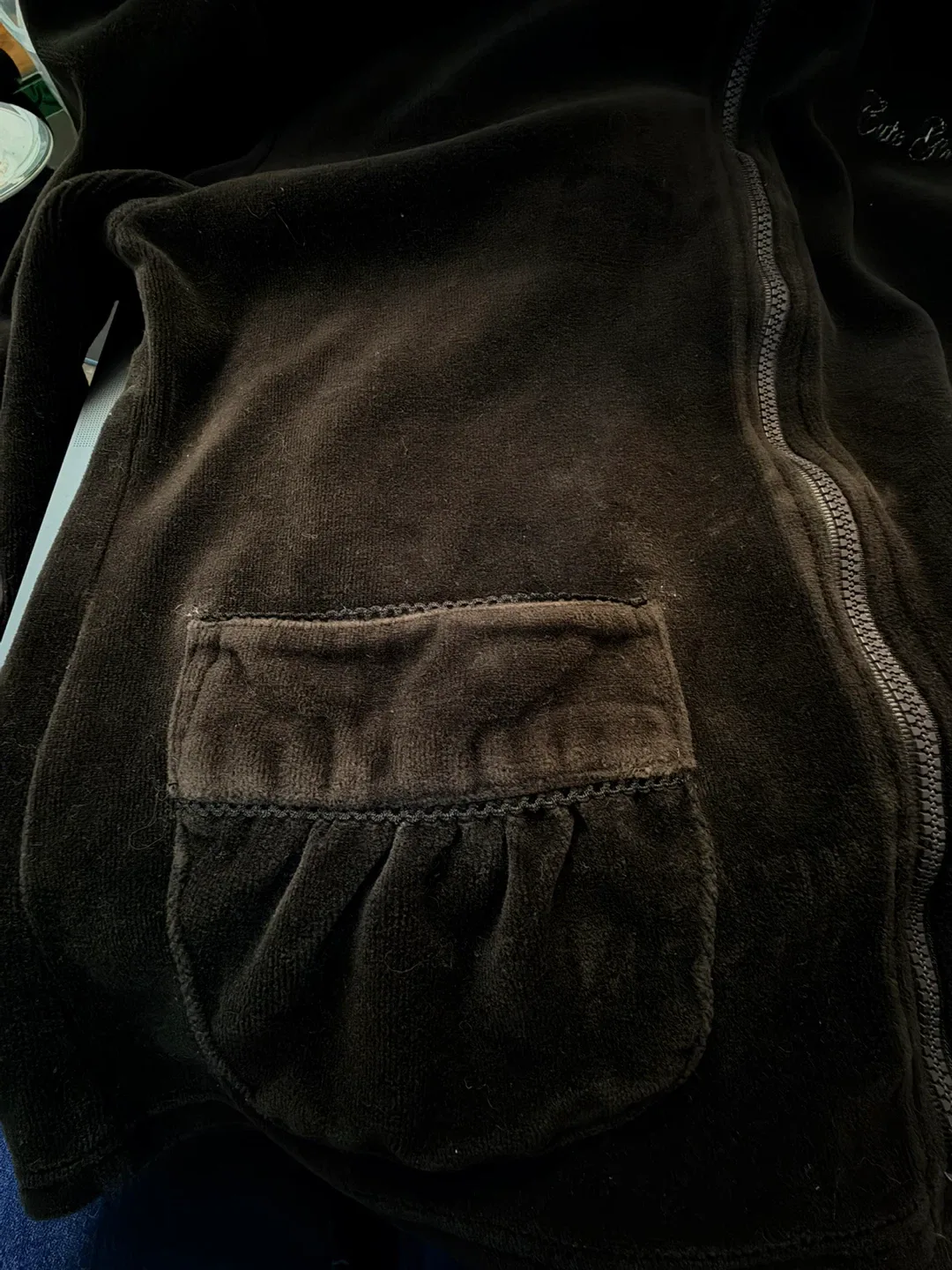 Pinky Palet Brown Velvet Zip-Up Hoodie - Size 160 image indicator(5)