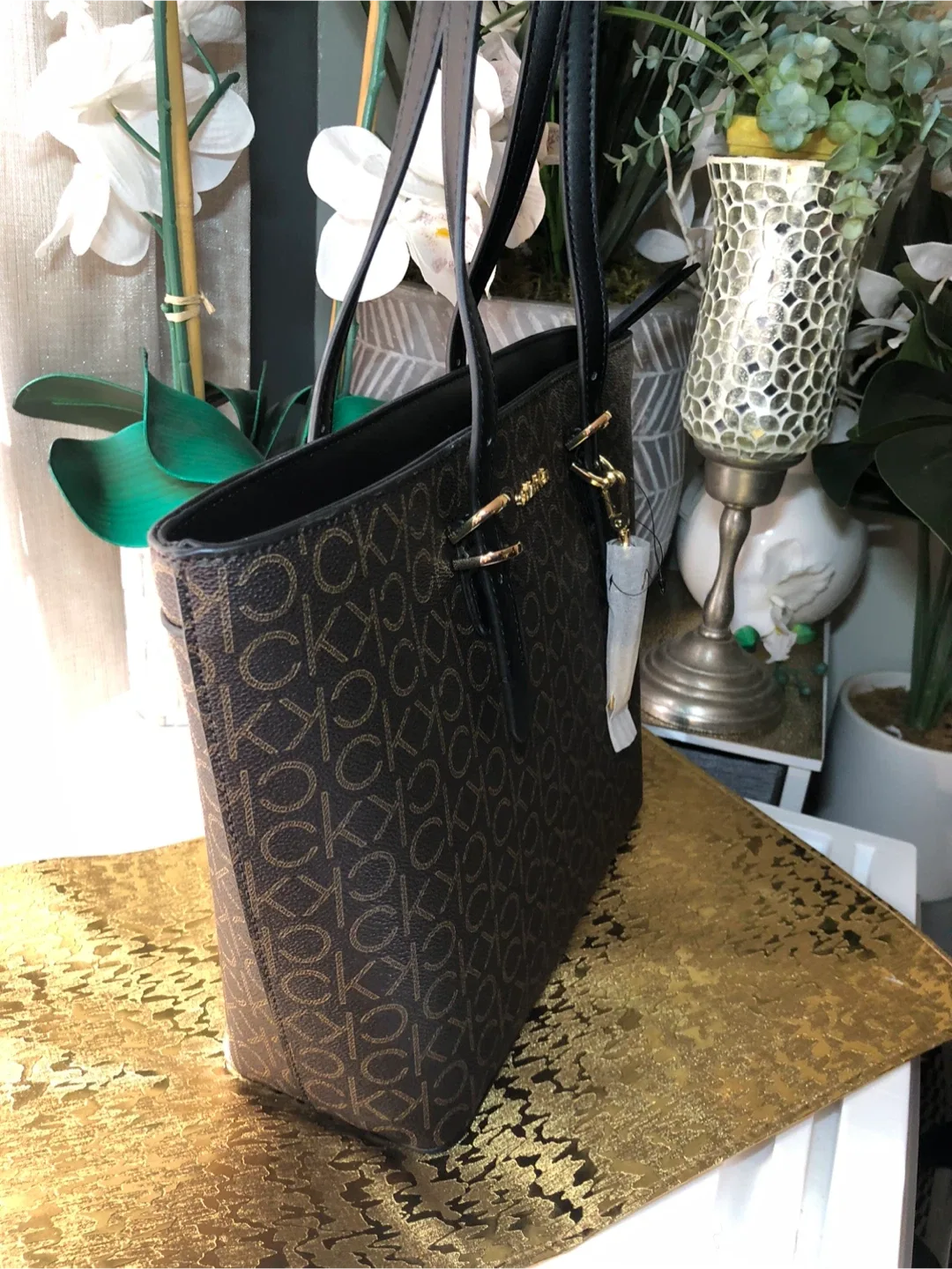 Calvin Klein Brown Monogram Tote Bag image indicator(3)