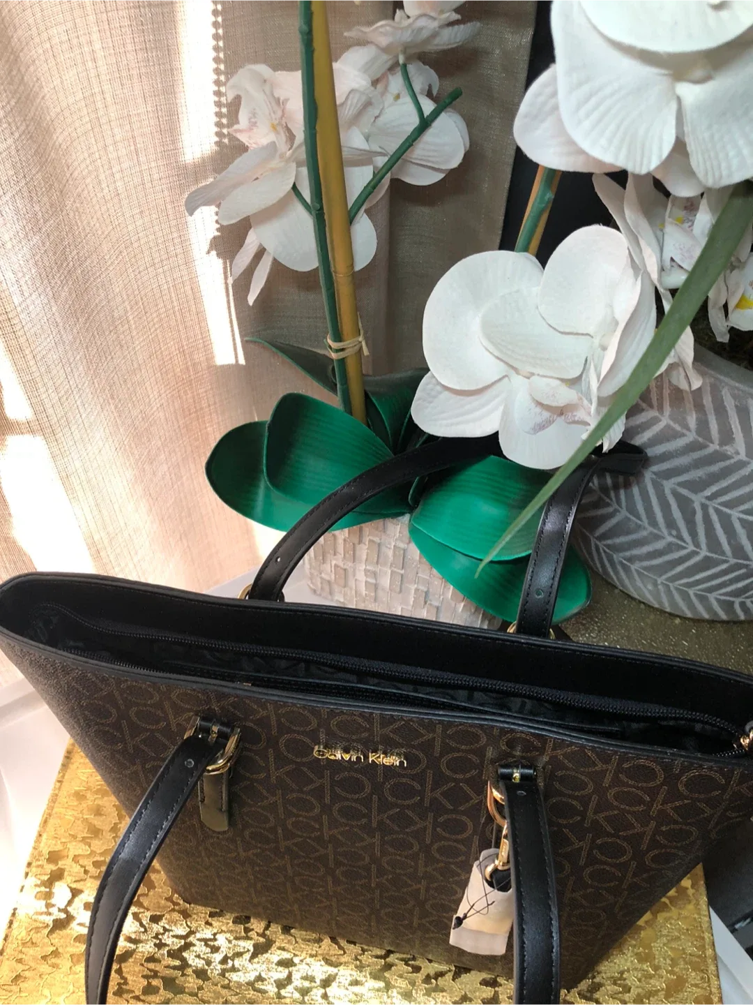 Calvin Klein Brown Monogram Tote Bag image indicator(6)