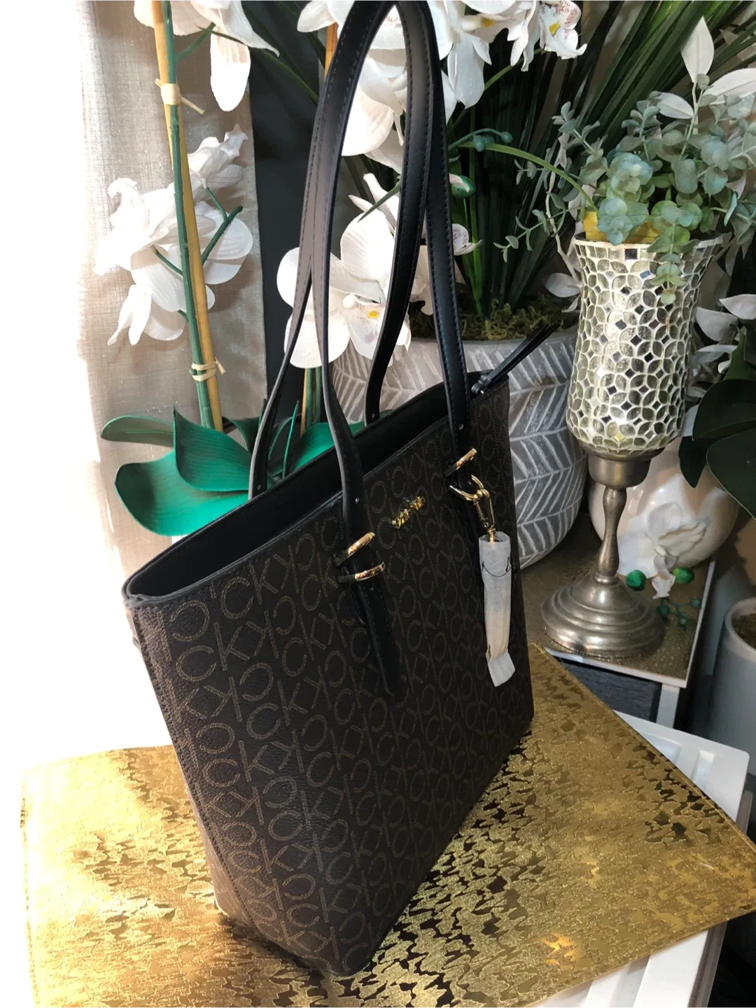 Calvin Klein Brown Monogram Tote Bag image indicator(7)