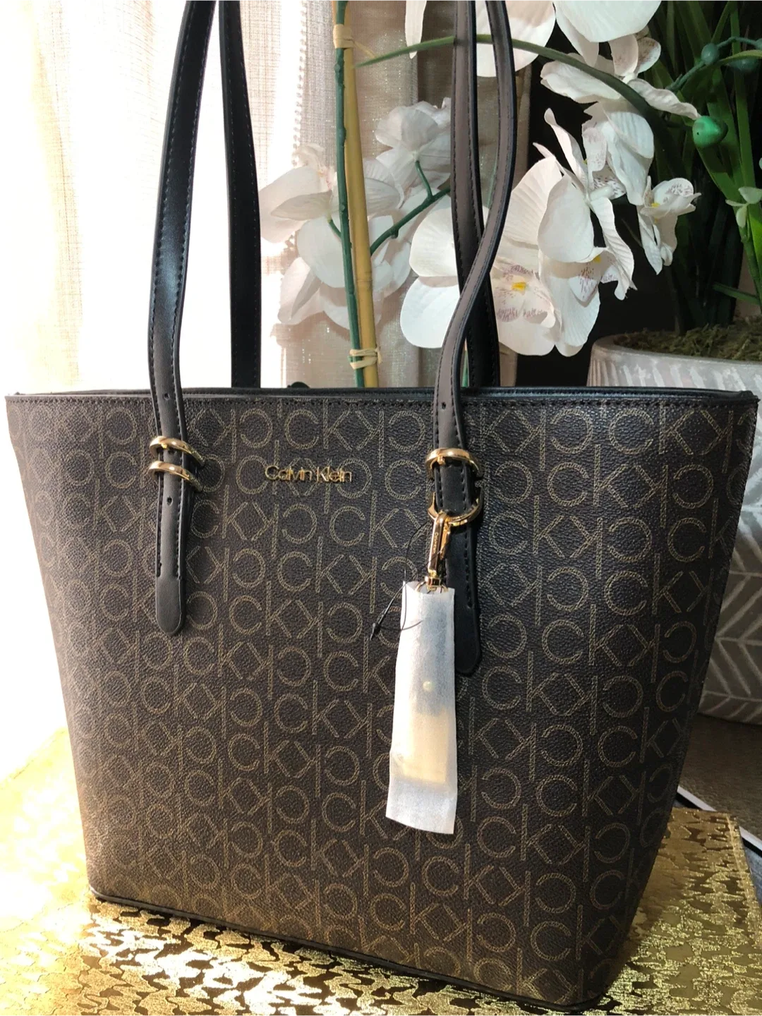 Calvin Klein Brown Monogram Tote Bag image indicator(4)