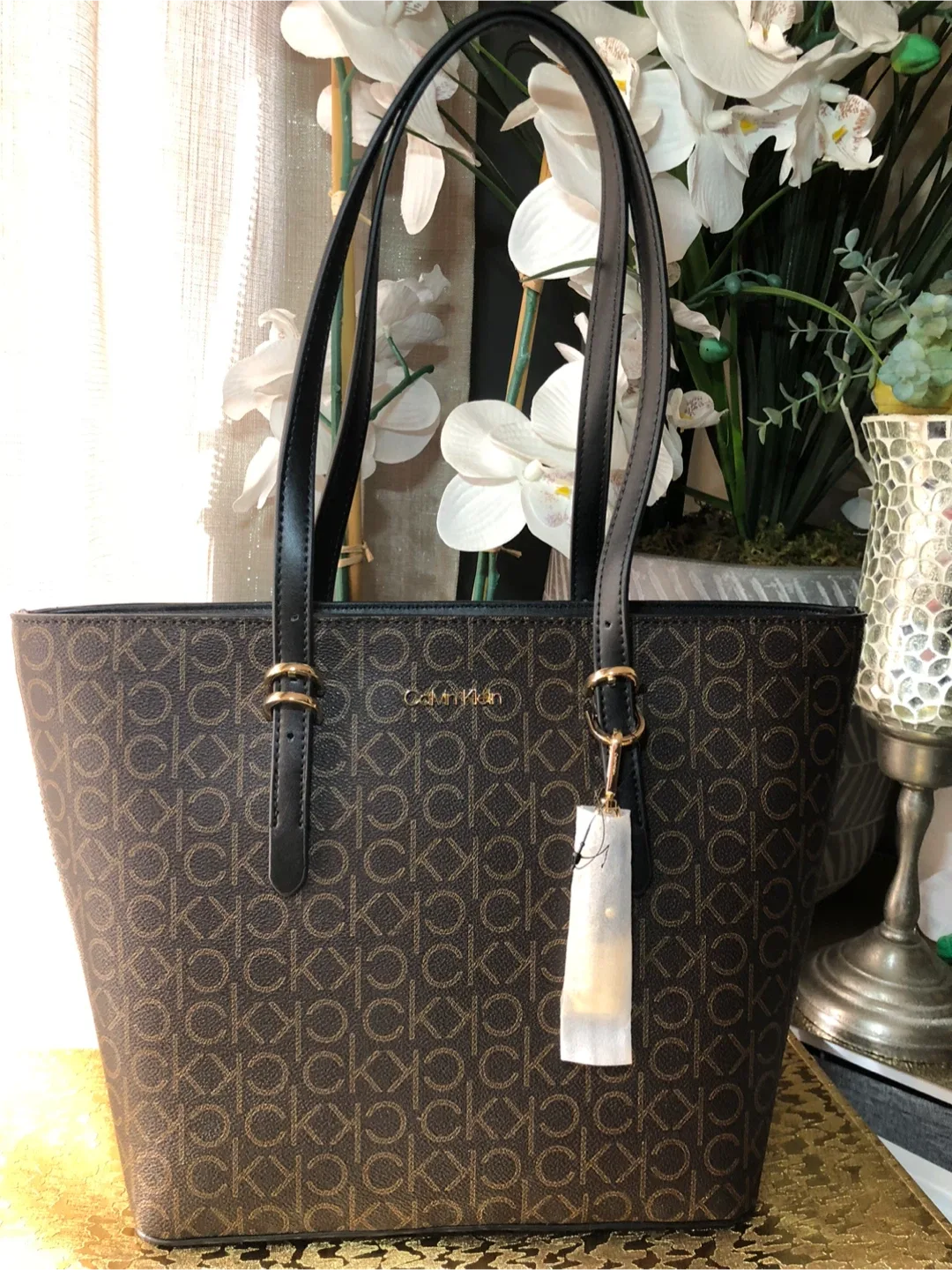 Calvin Klein Brown Monogram Tote Bag image indicator(8)