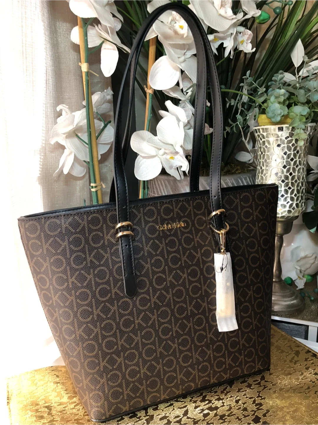 Calvin Klein Brown Monogram Tote Bag image indicator(2)