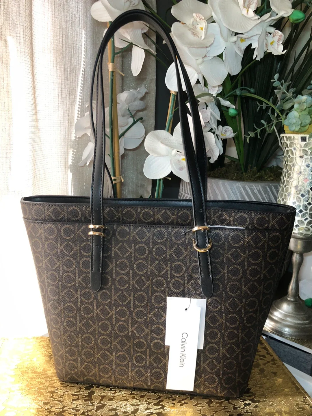 Calvin Klein Brown Monogram Tote Bag image indicator(5)