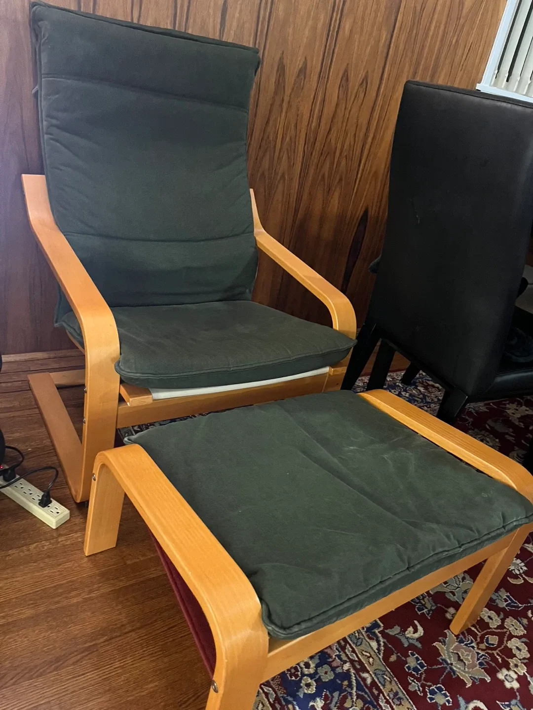 IKEA Chair & Ottoman - Dark Green