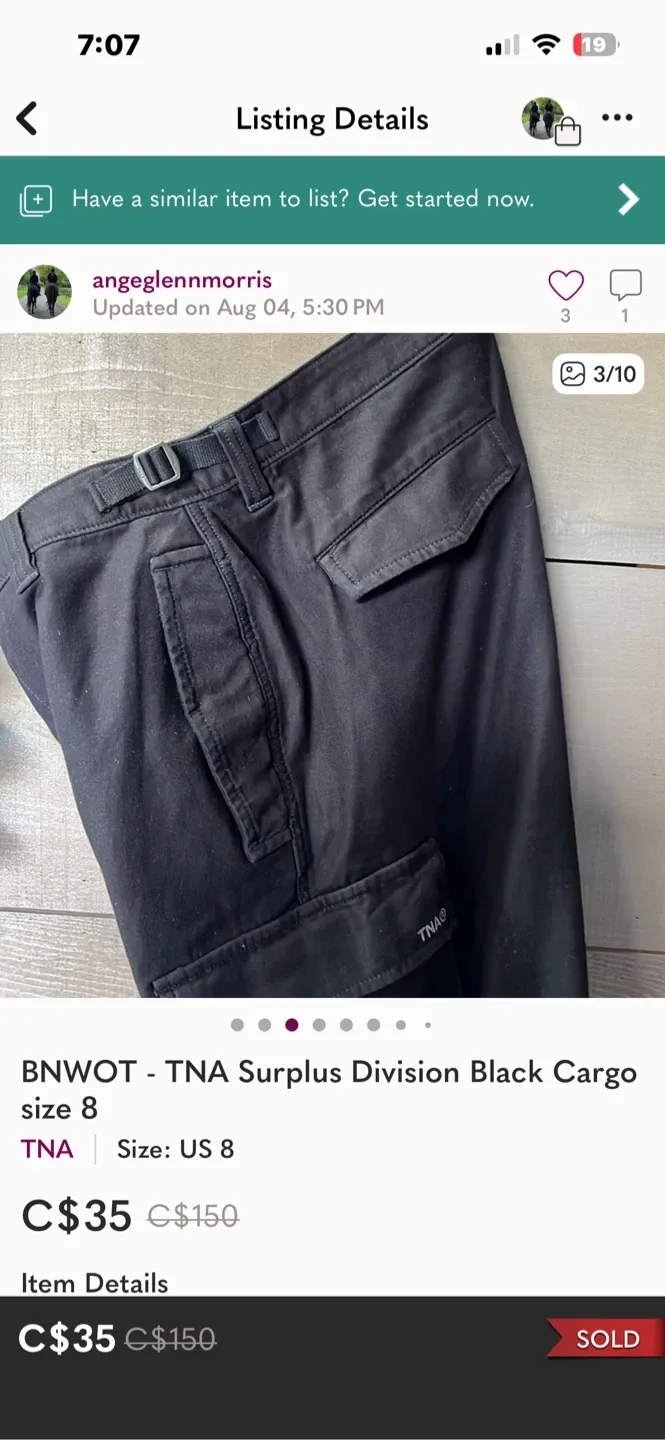 #Cleanout TNA Surplus Division Black Cargo Pants - Size 8