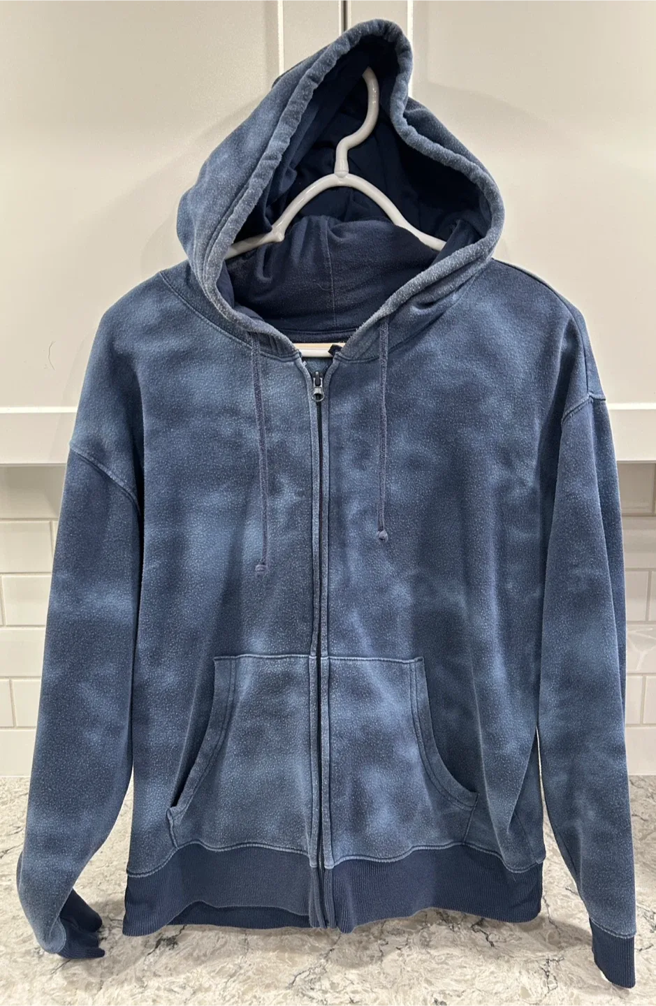 Womens Blue Tie-Dye Zip-Up Hoodie  (George)