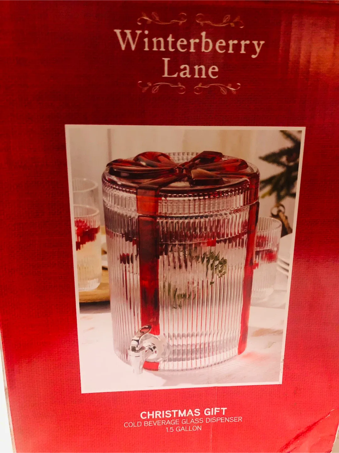 NEW Glass Christmas Drink Dispenser - 1.5 Gallon #Cleanout image indicator(3)