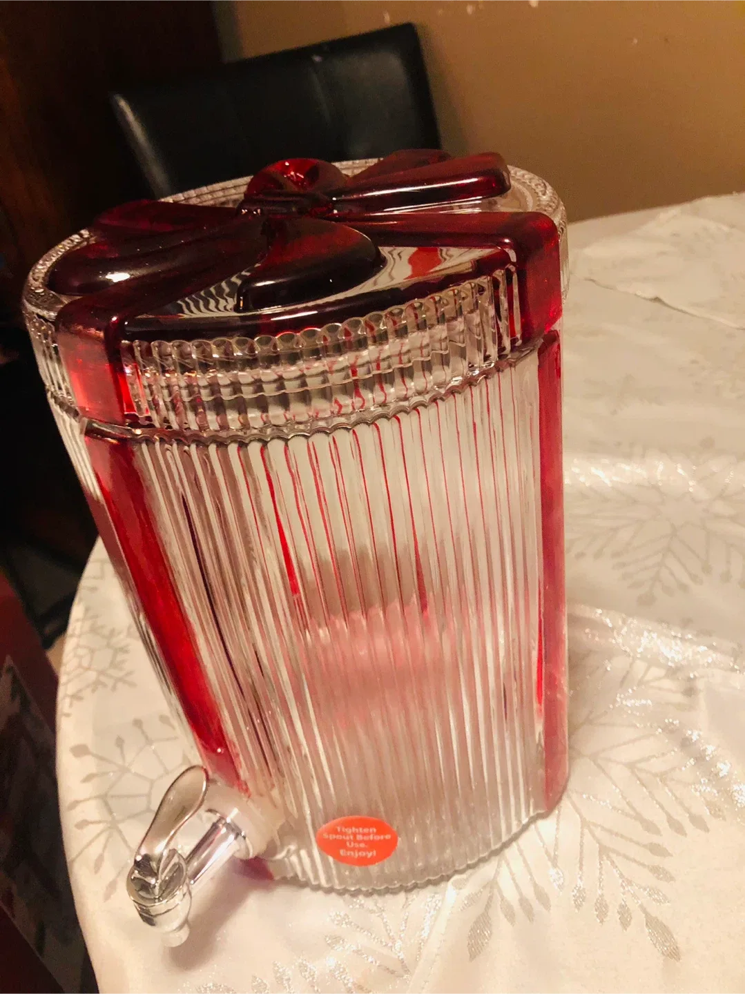 NEW Glass Christmas Drink Dispenser - 1.5 Gallon #Cleanout image indicator(2)