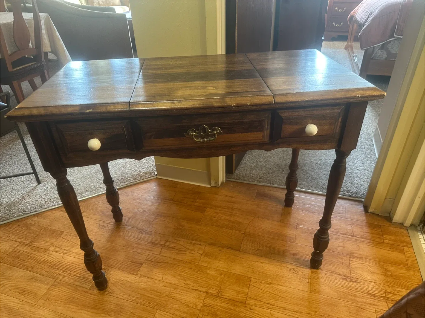 Vintage Wooden Vanity Table with Mirror