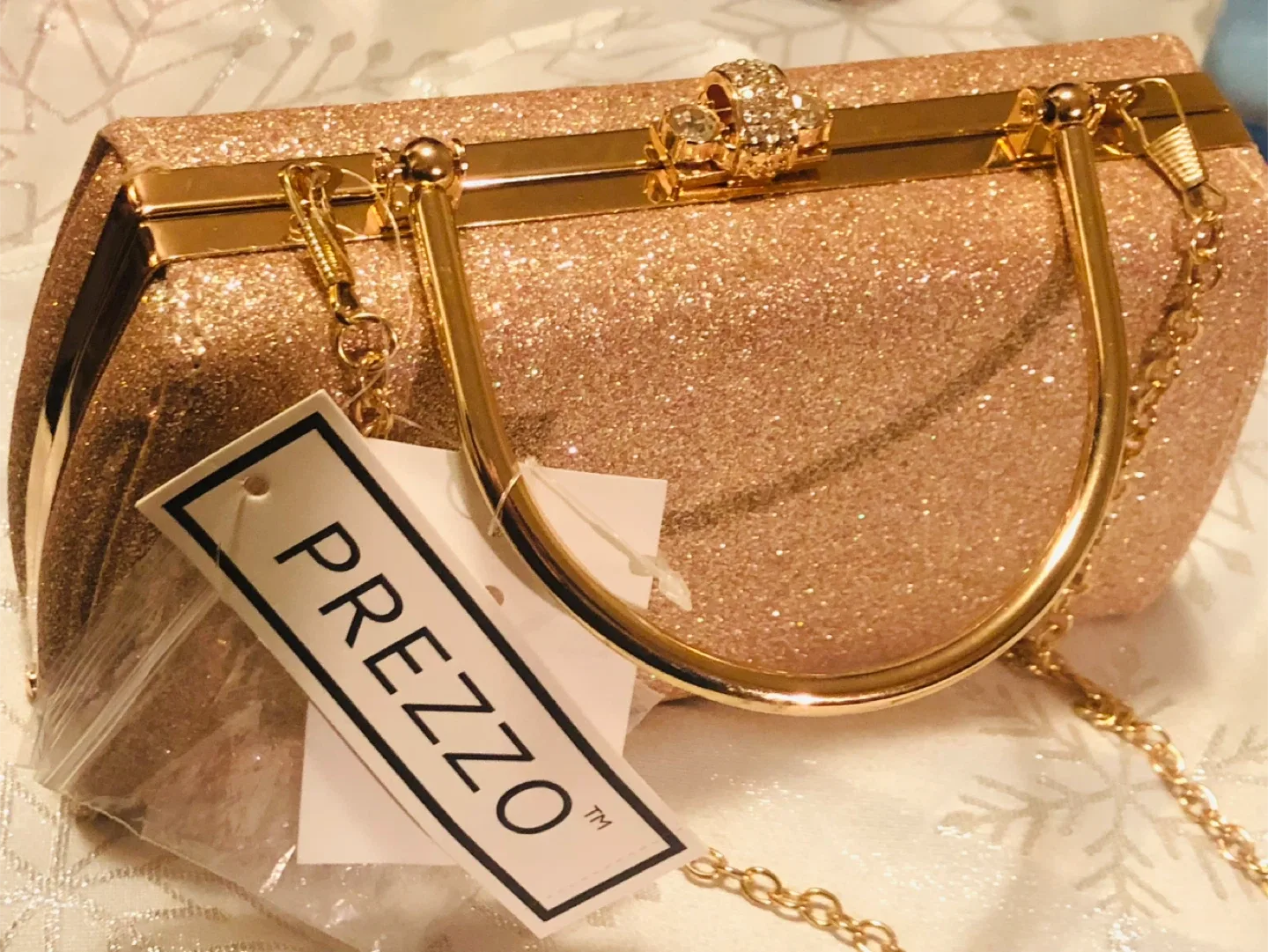 NEW Prezzo Gold Glitter Evening Clutch Bag #Cleanout image indicator(3)