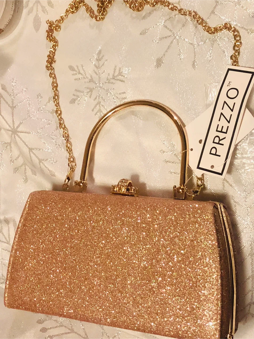 NEW Prezzo Gold Glitter Evening Clutch Bag #Cleanout image indicator(2)