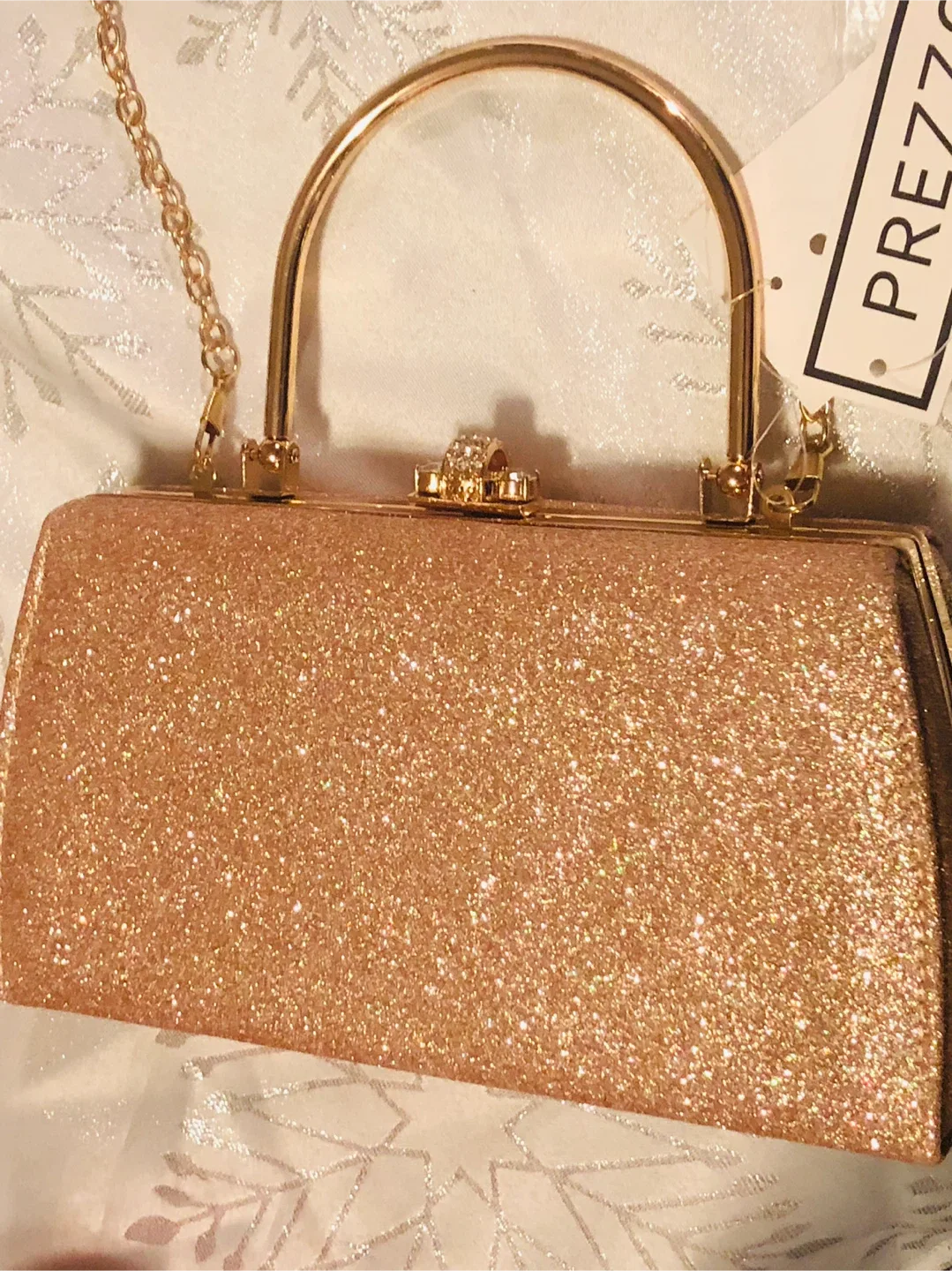 NEW Prezzo Gold Glitter Evening Clutch Bag #Cleanout image indicator(6)