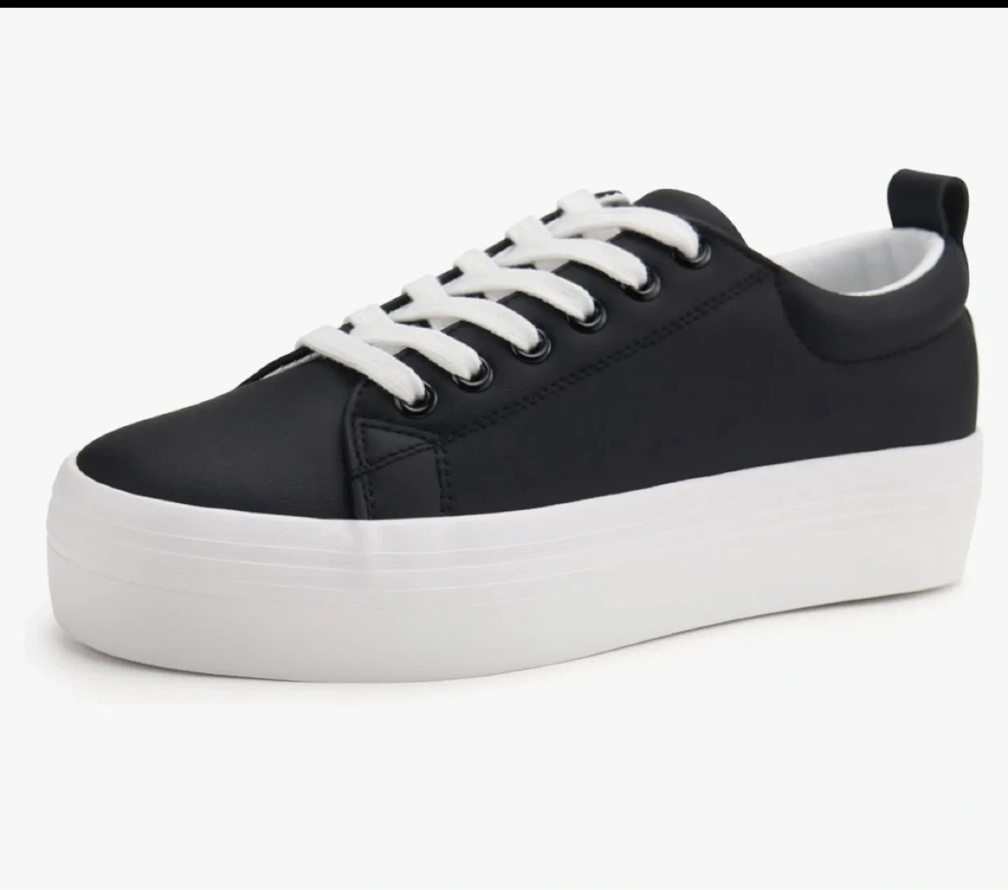 Black Platform Sneakers - Classic Lace-Up Design