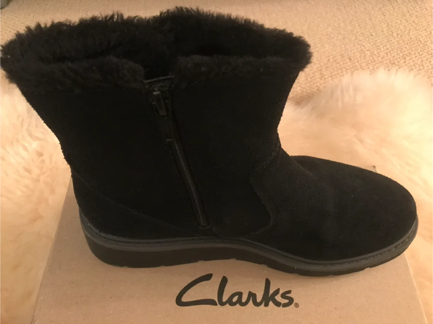 #clean out New Clarks Black Suede Ankle Boots