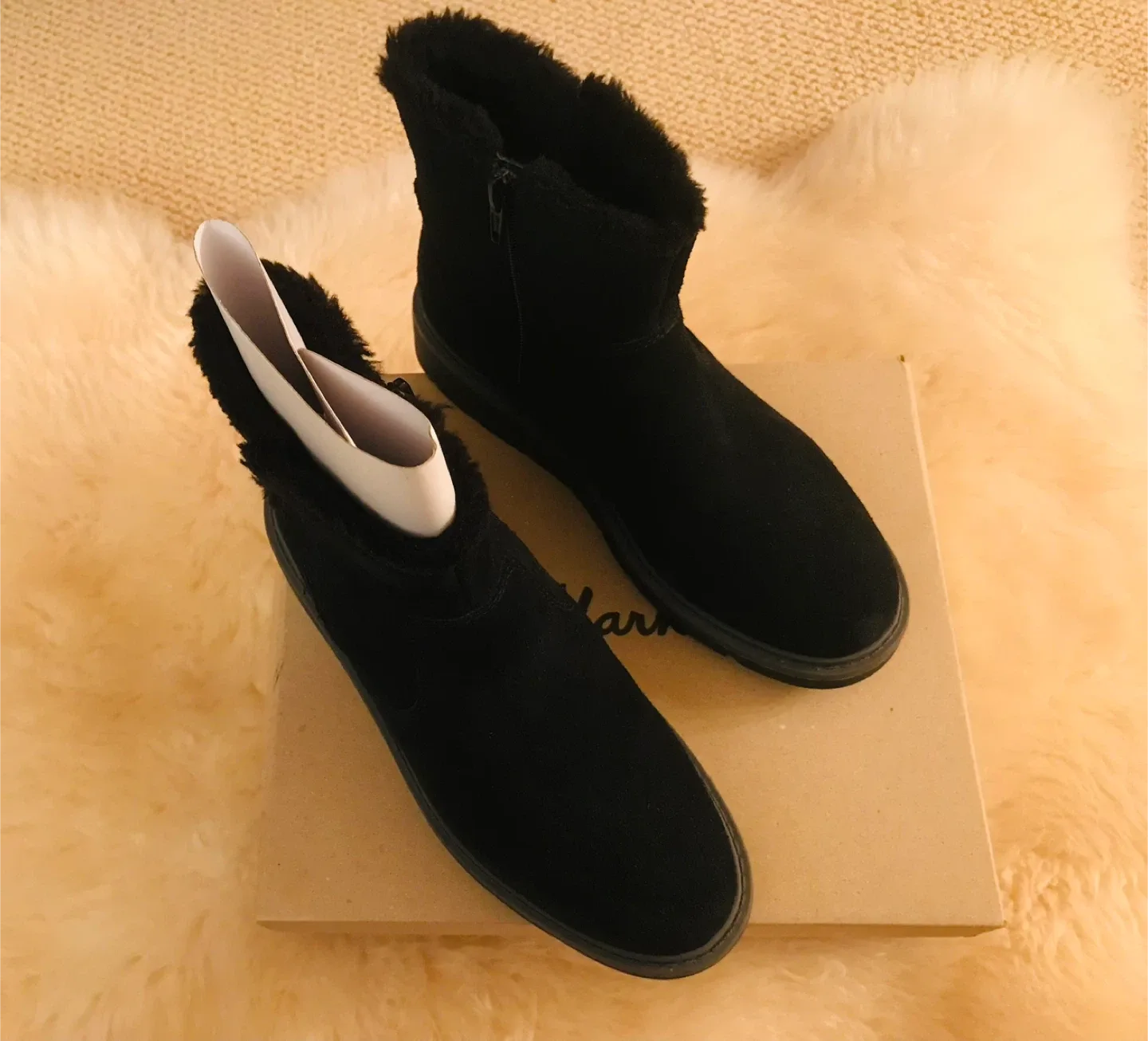 #clean out New Clarks Black Suede Ankle Boots image indicator(2)