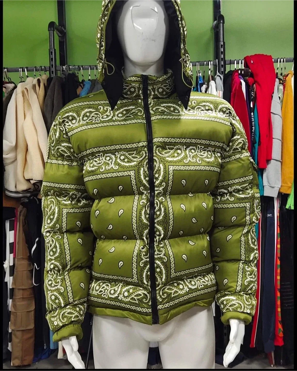 Green Bandana Puffer Jacket