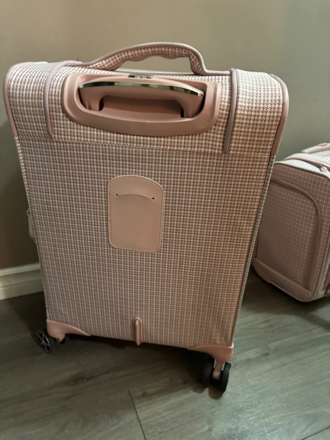 London fog Pink Houndstooth Carry-On Suitcase