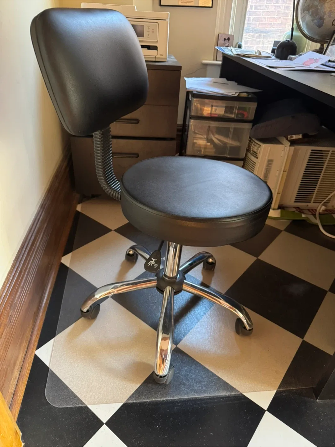 Black Adjustable Drafting Stool