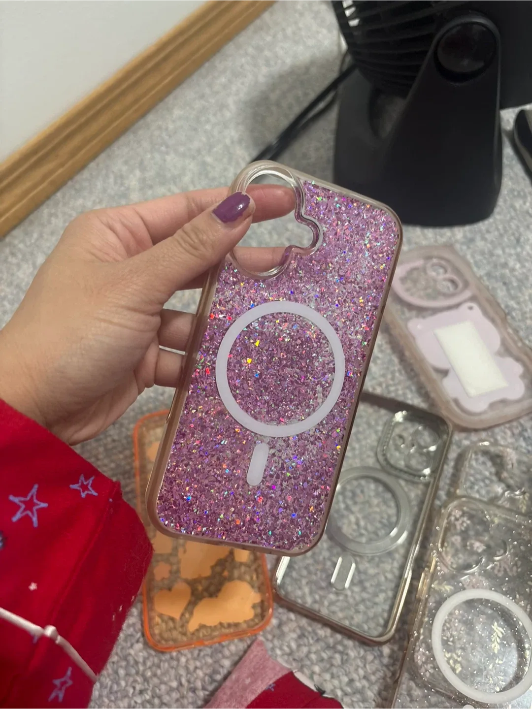 iPhone Case - Purple Glitter with MagSafe