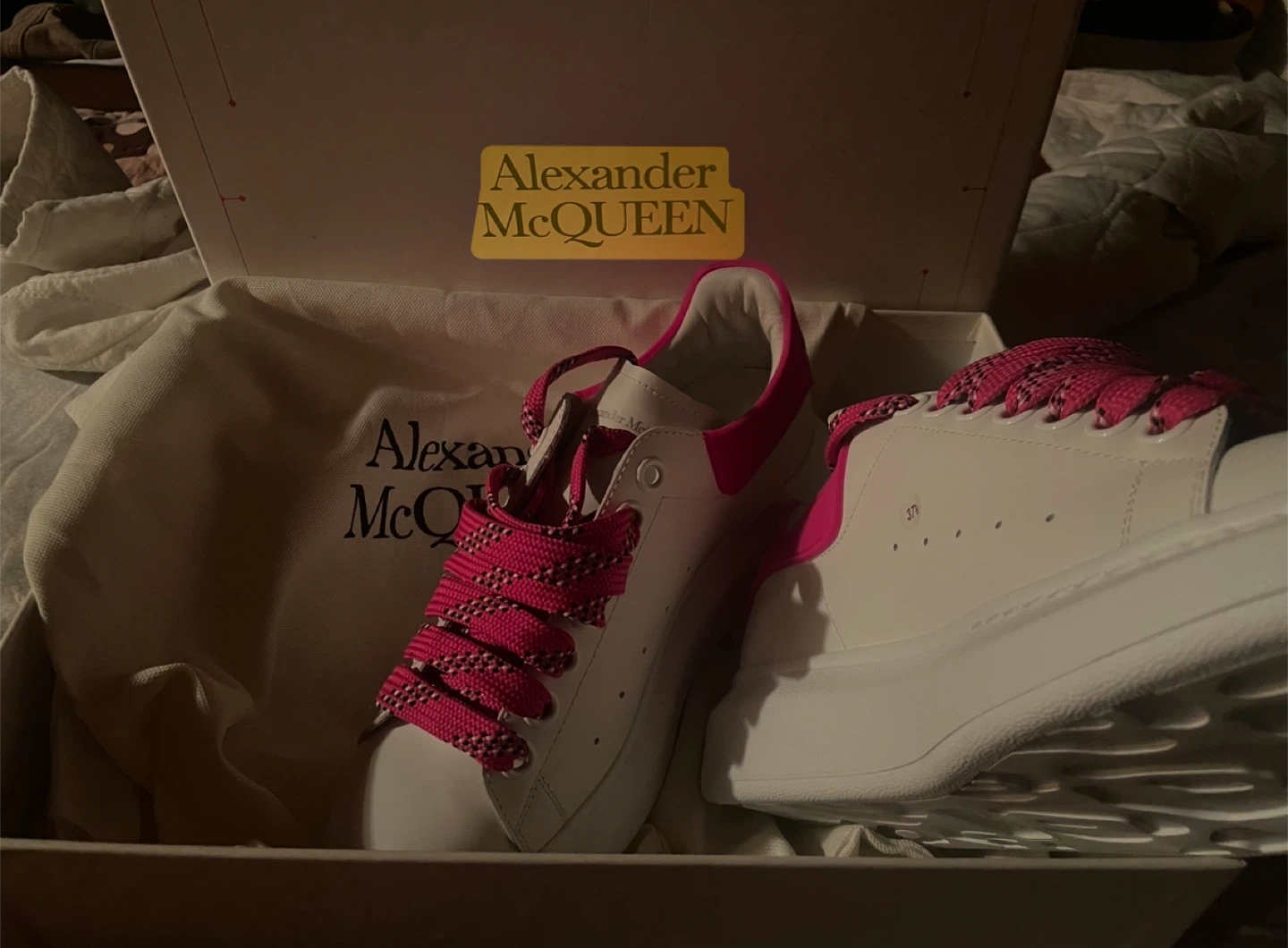 Alexander McQueen White/Pink Sneakers, Size 37 - photo 5