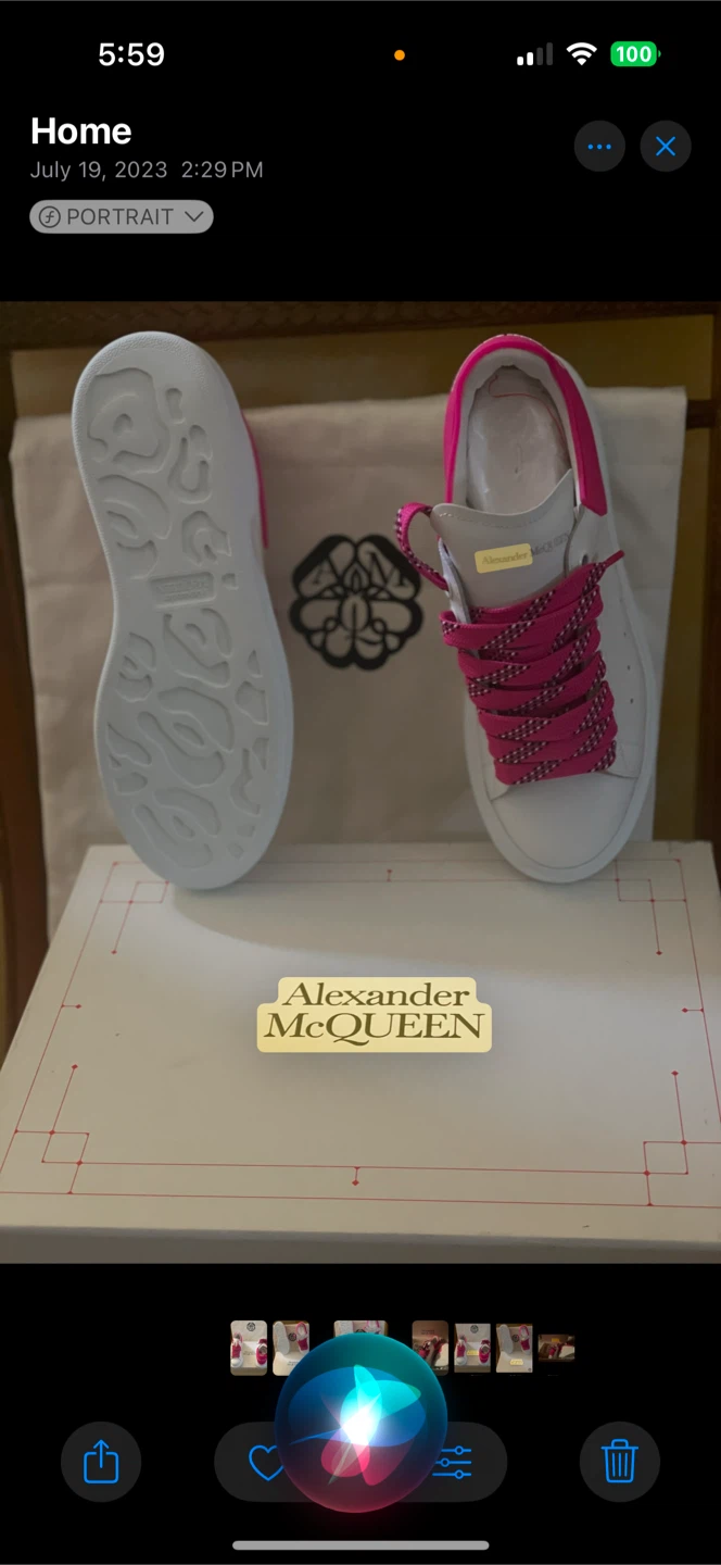 Alexander McQueen White/Pink Sneakers, Size 37