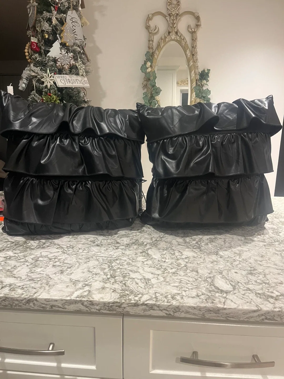 Black Pleather Pillows