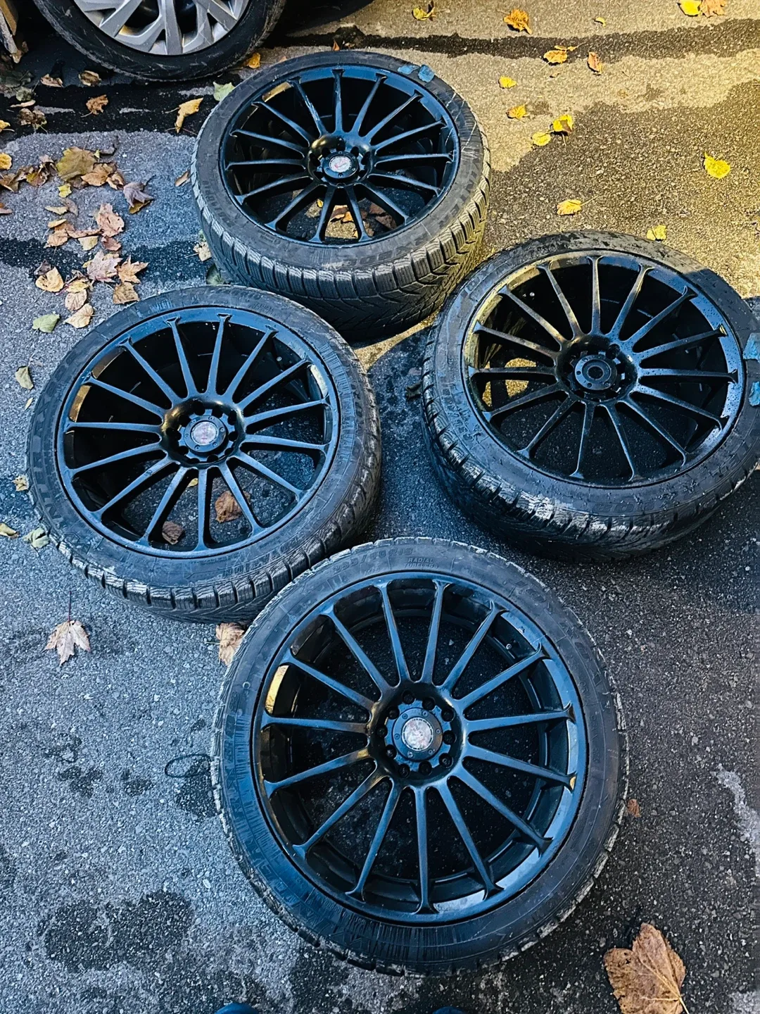 Set of 4 Black Alloy Wheels with Winter Tires
