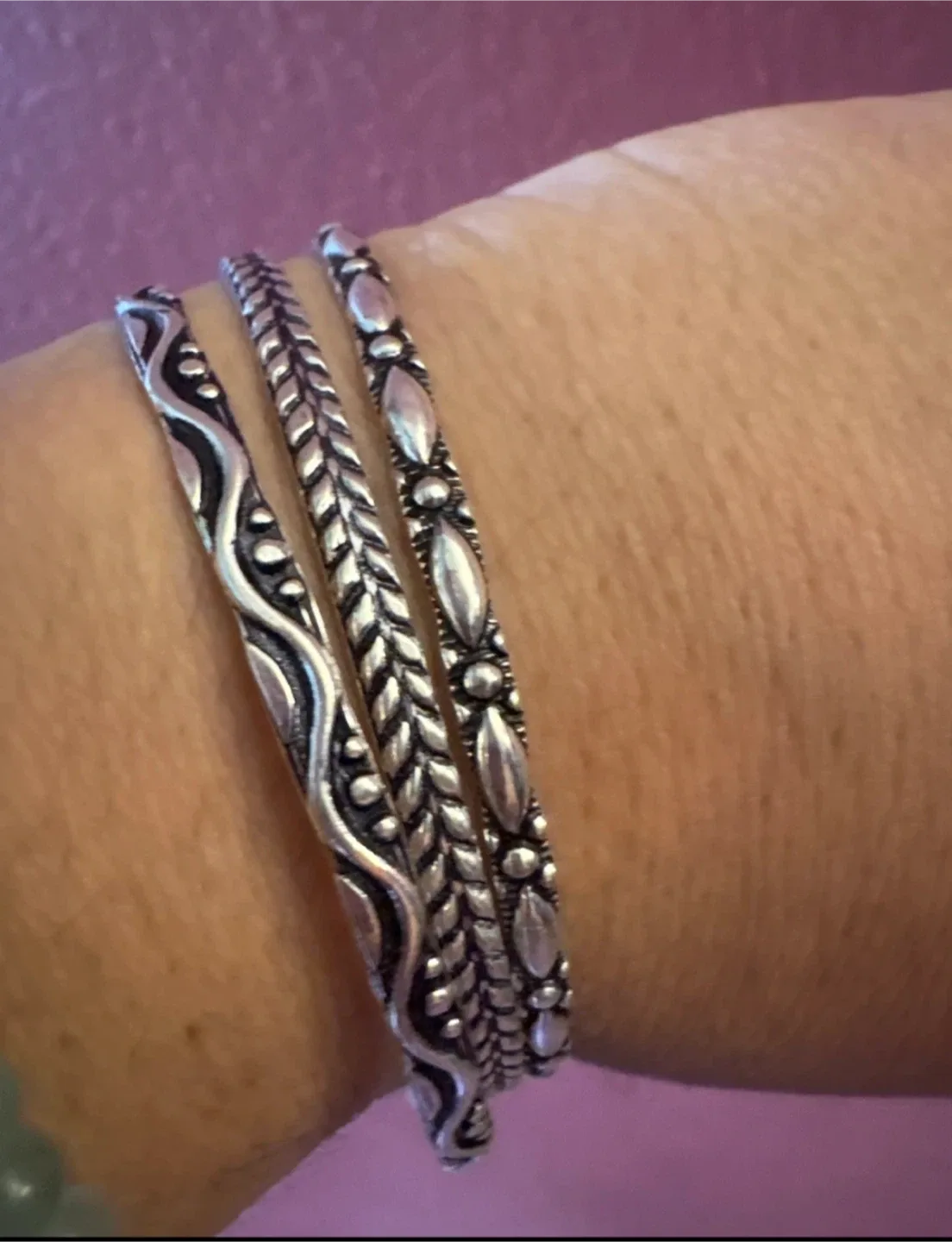 Set of 3 unique Genuine 925 Sterling Silver Bangles #Cleanout