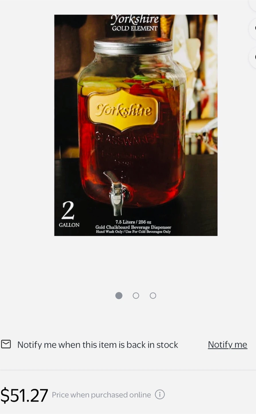 Yorkshire 2-Gallon Glass Beverage Dispenser - photo 2