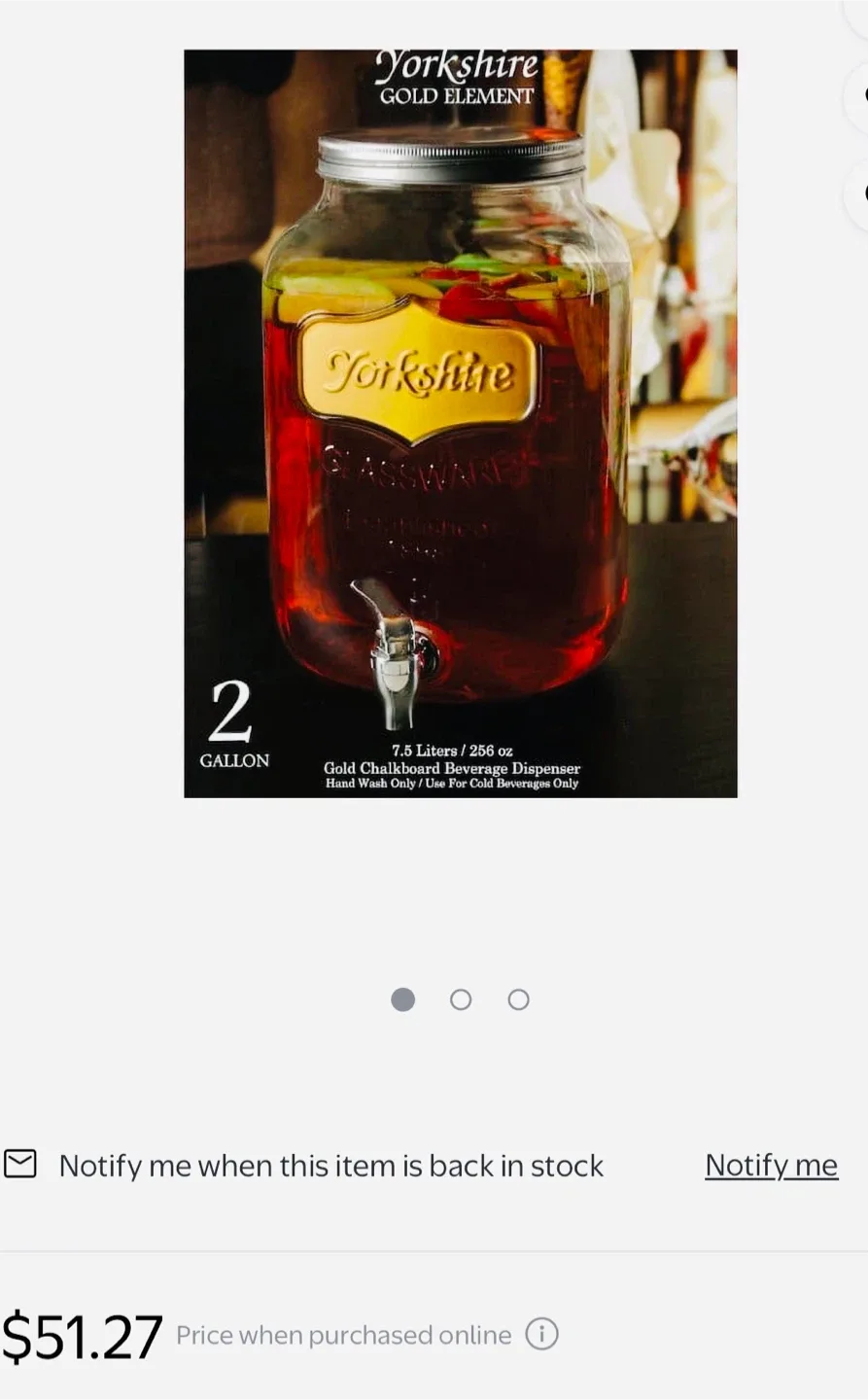 Yorkshire 2-Gallon Glass Beverage Dispenser image indicator(2)