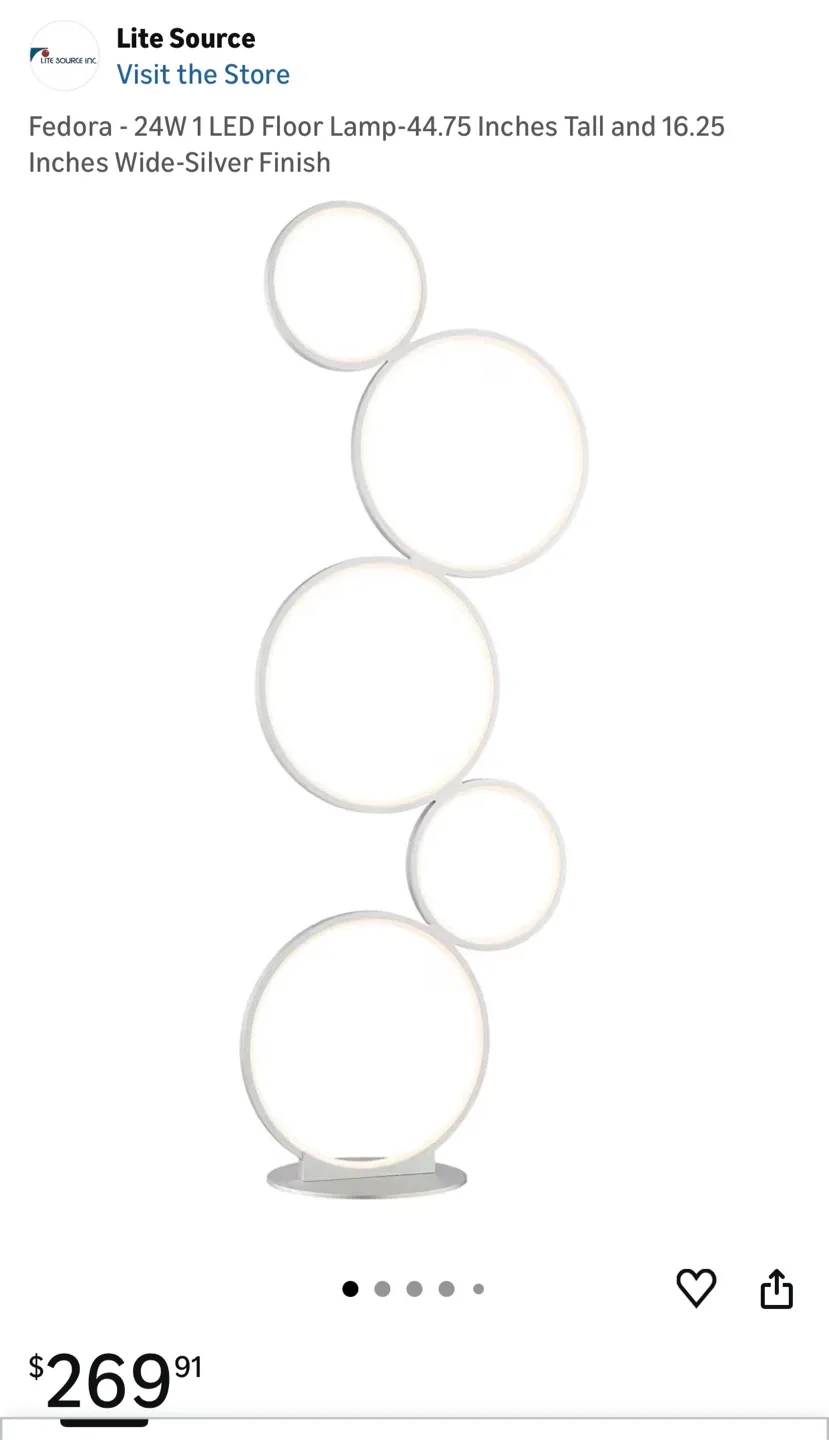 Lite Source Fedora LED Floor Lamp - Silver Finish image indicator(4)