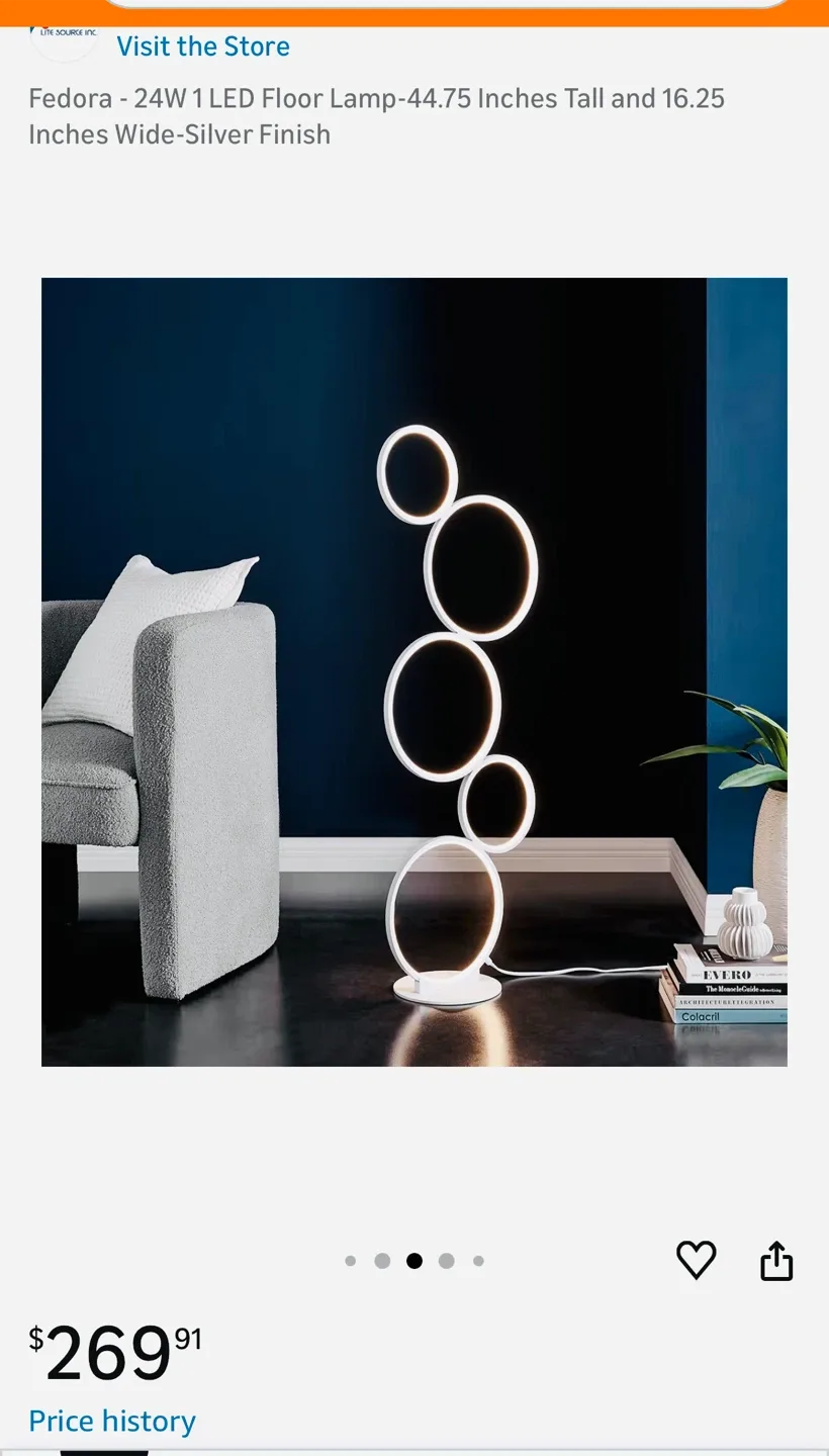 Lite Source Fedora LED Floor Lamp - Silver Finish