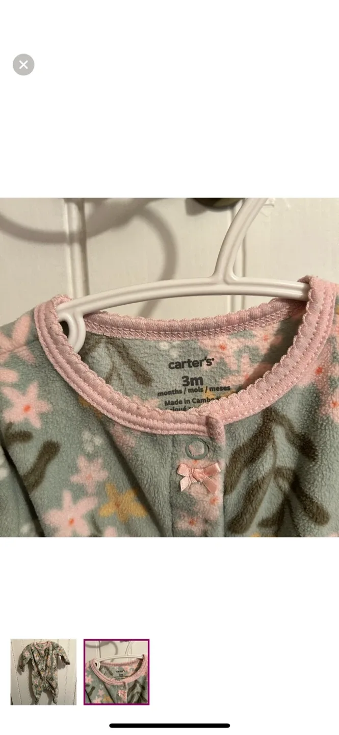 Carter's 3m Floral Fleece Footed Pajamas image indicator(2)