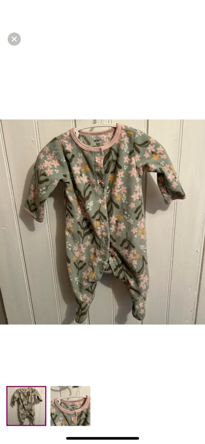 Carter's 3m Floral Fleece Footed Pajamas