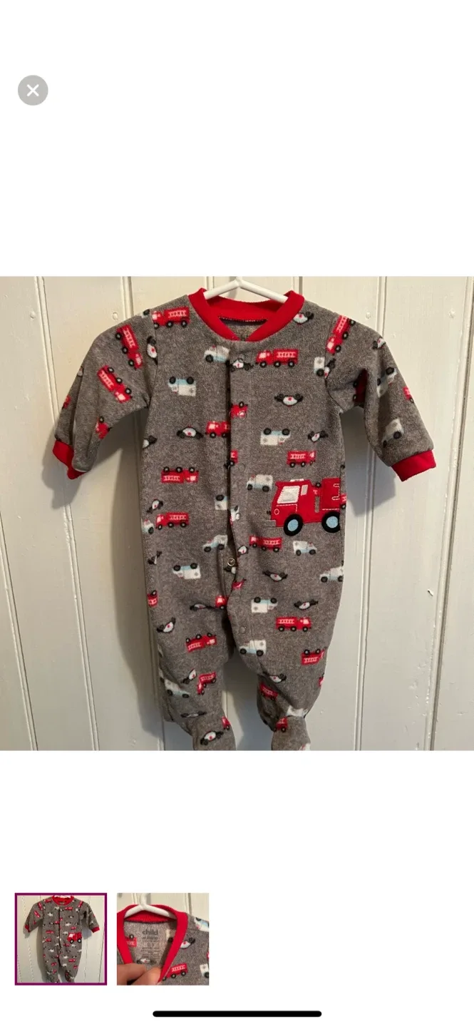Child of Mine Carter's 0-3M Firetruck Pajamas