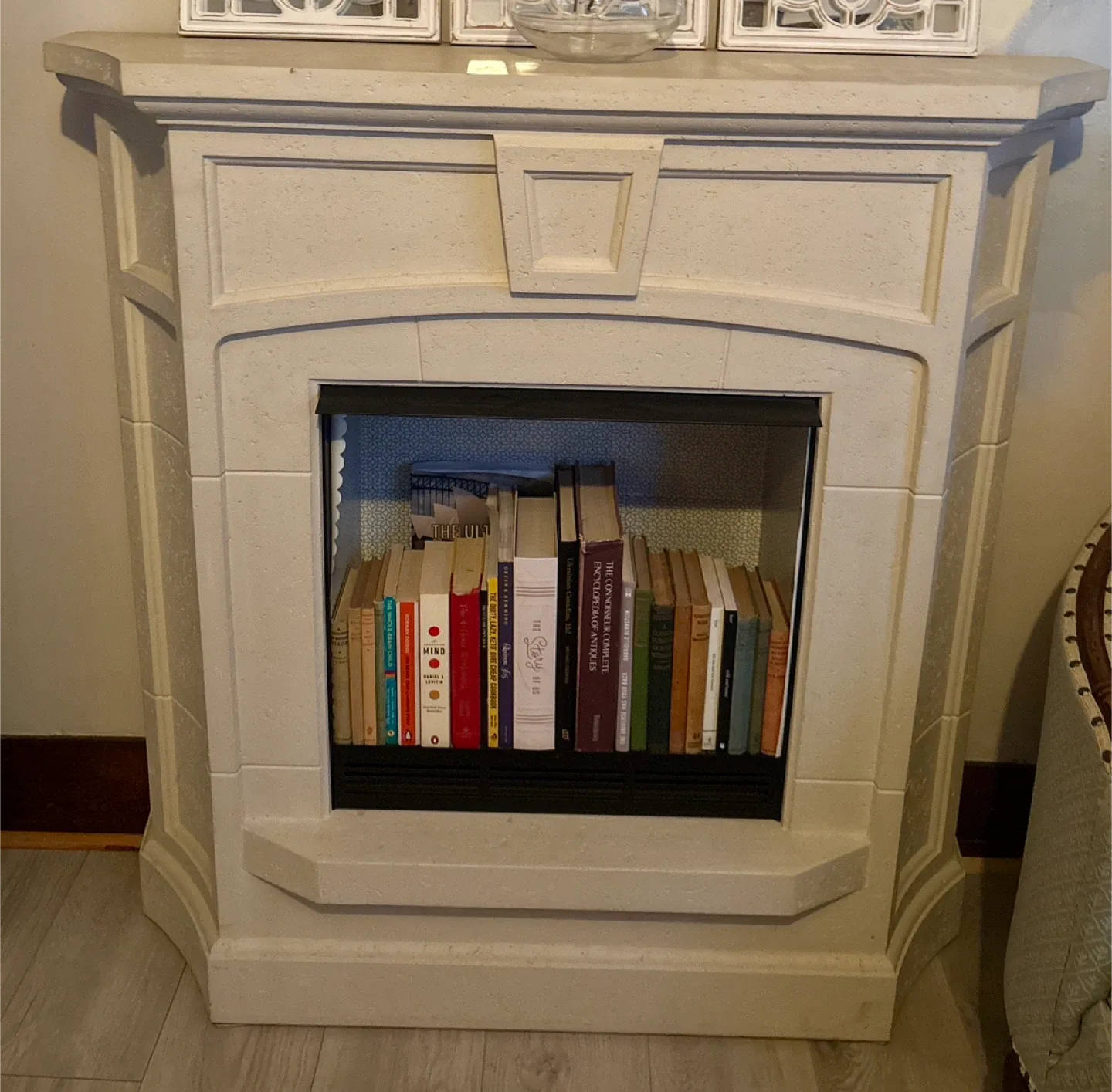 Fireplace mantel (butane burning) #cleanout