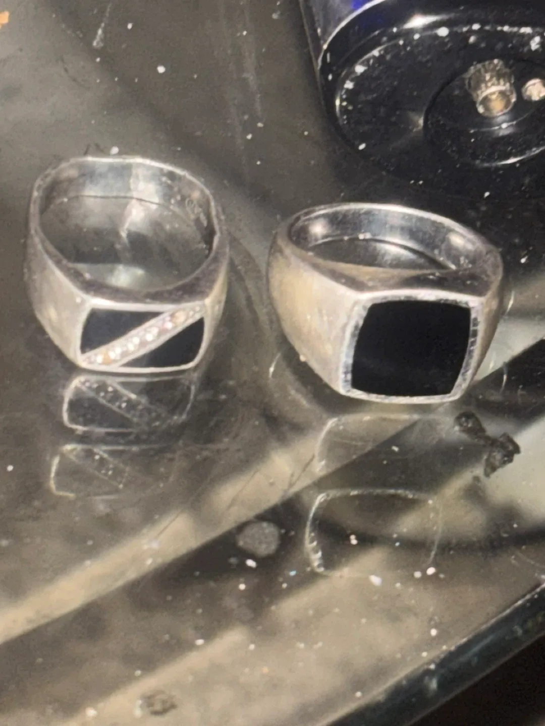 Men's Silver Rings with Black Stone