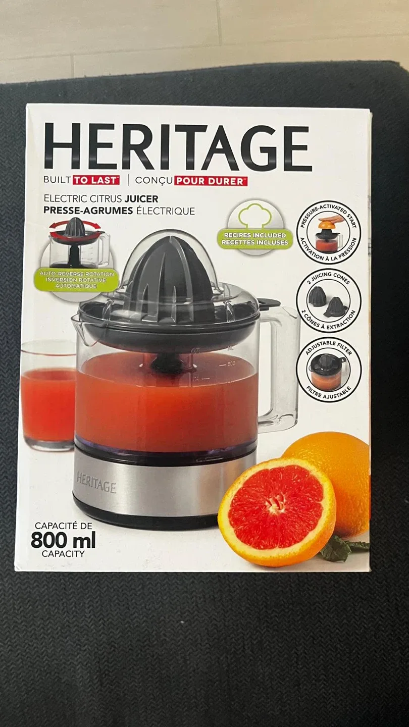 Heritage Electric Citrus Juicer - 800 ml Capacity