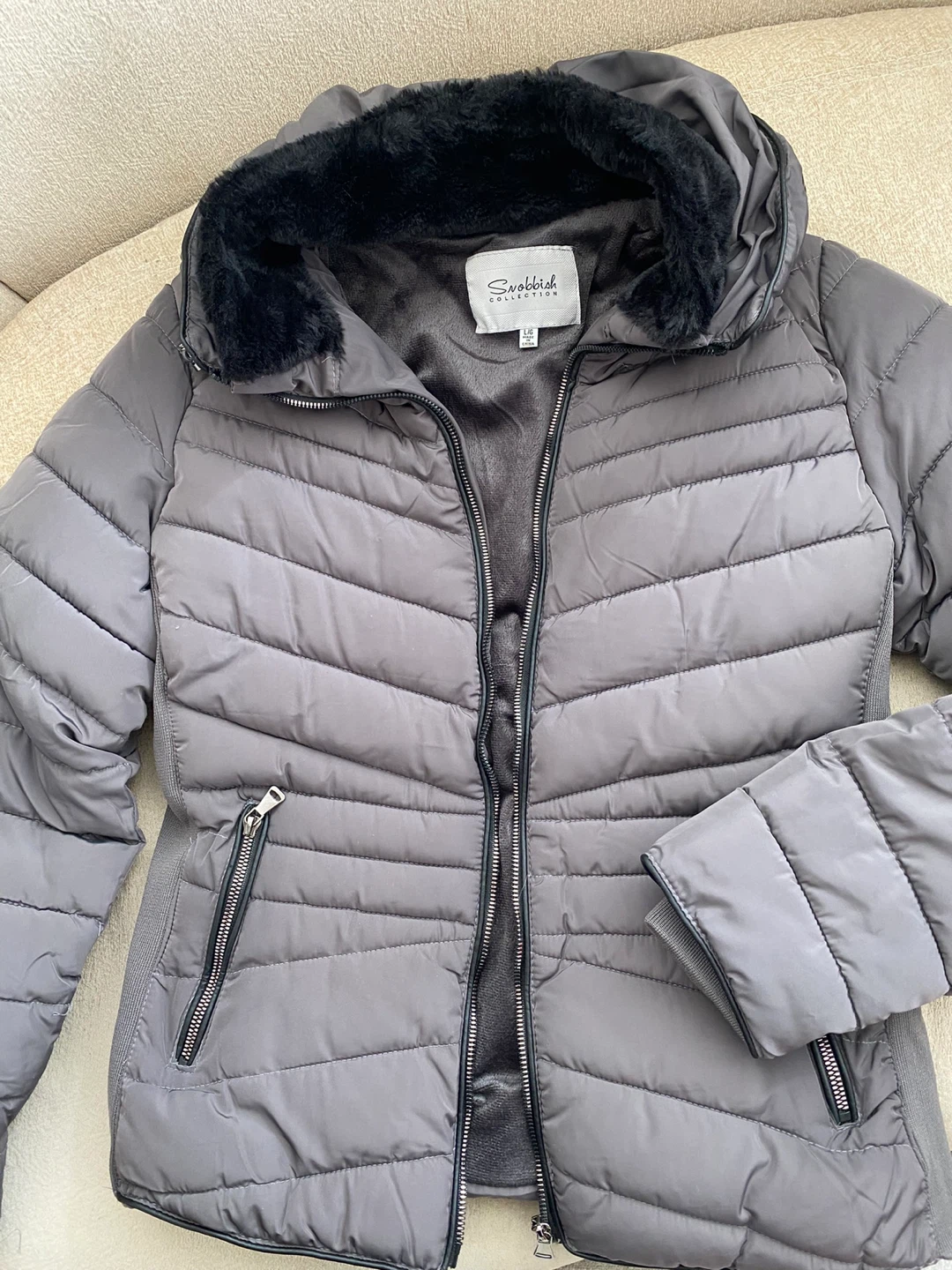 Snobbish Collection Grey Puffer Jacket - L