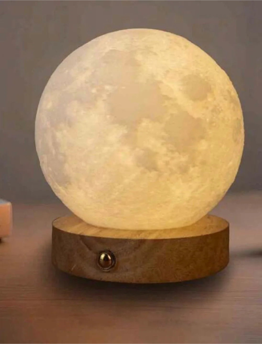 3D colour changing Moon mood Lamp with Wooden Base