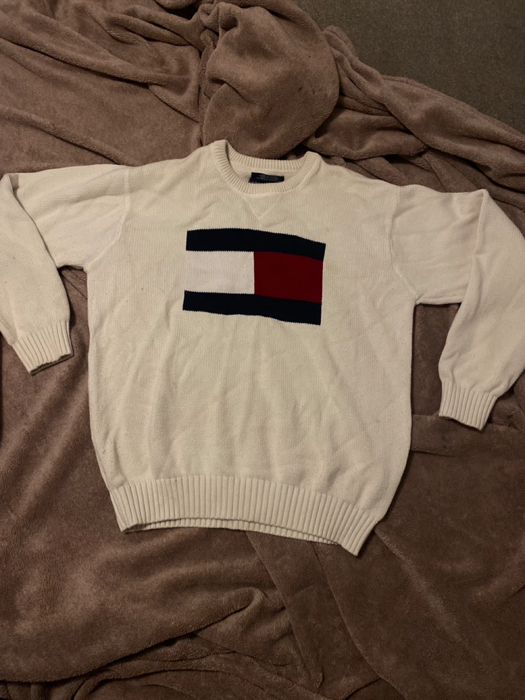 Tommy Hilfiger Cream Cotton Sweater