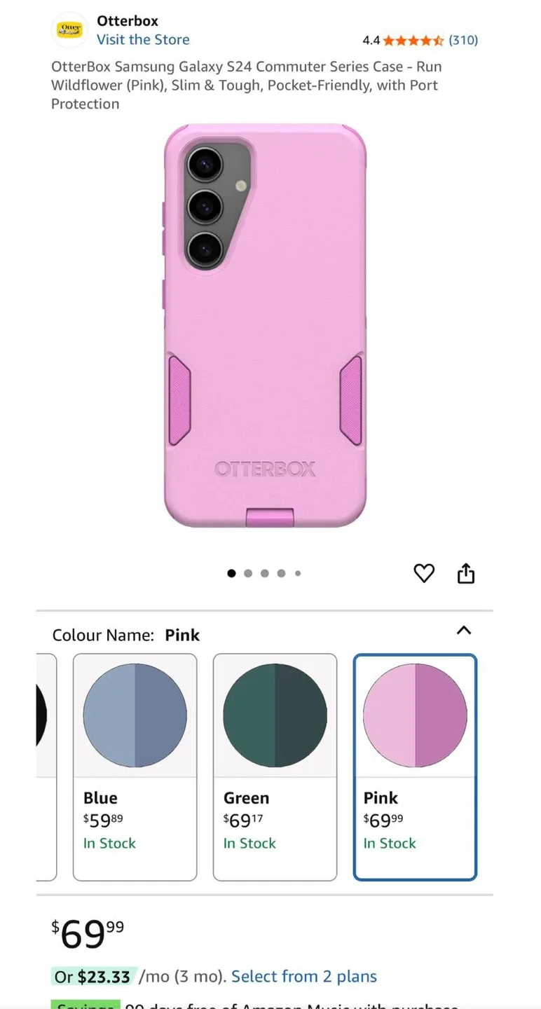 New! OtterBox Samsung Galaxy S24 Commuter Case - Pink image indicator(3)