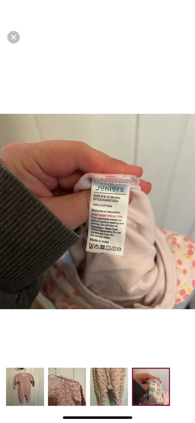 Juniors Floral Baby Onesie 6-12 Months image indicator(4)