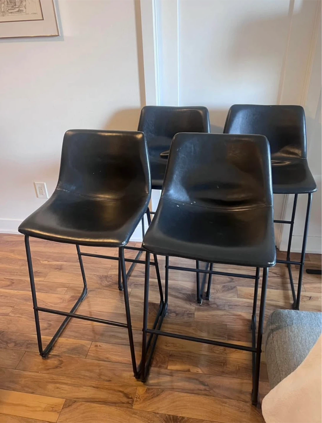 Black Faux Leather Bar Stools - photo 2