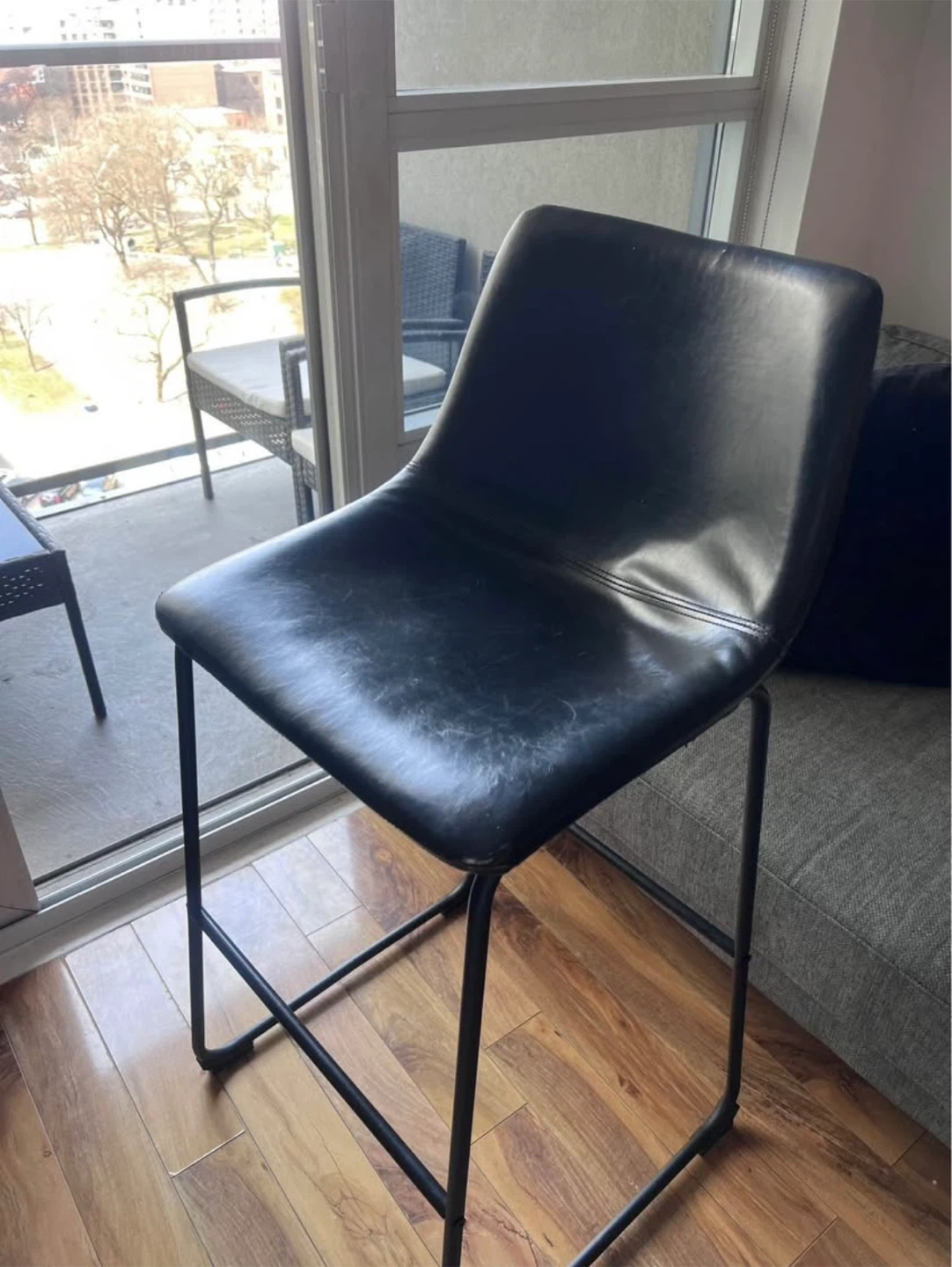 Black Faux Leather Bar Stools - photo 3