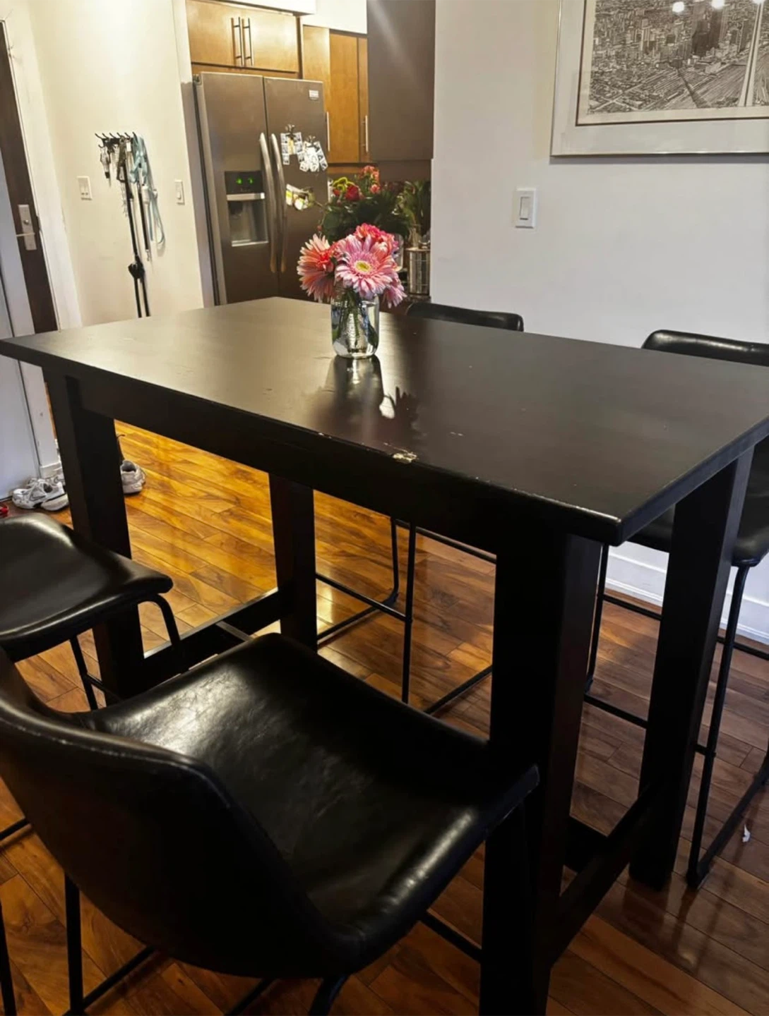 Dark Brown Pub Table with 4 Chairs - photo 3
