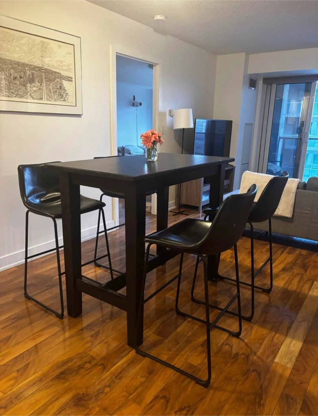 Dark Brown Pub Table with 4 Chairs - photo 2