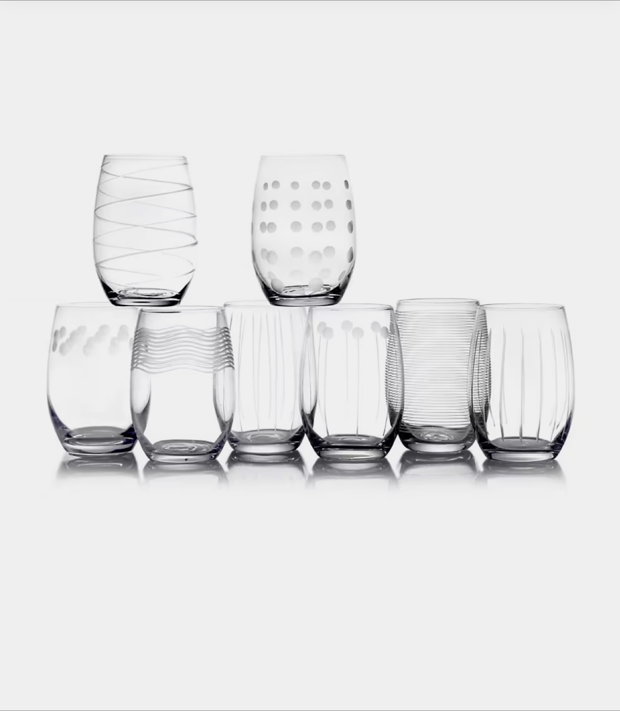MIKASA CHEERS 8 Stemless wine glasses BNIB